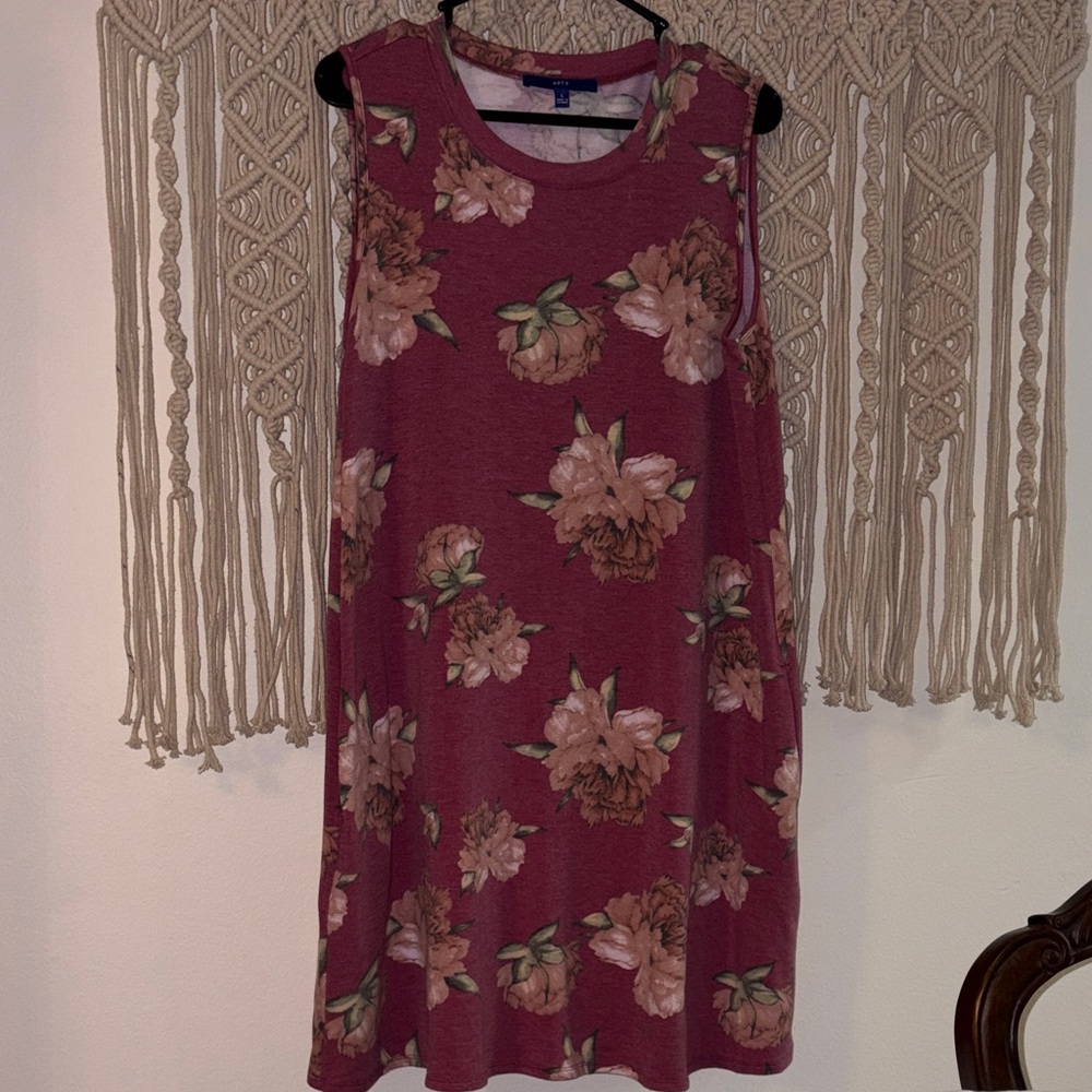 Sleeveless Floral Swing Dress in Rose Pink
